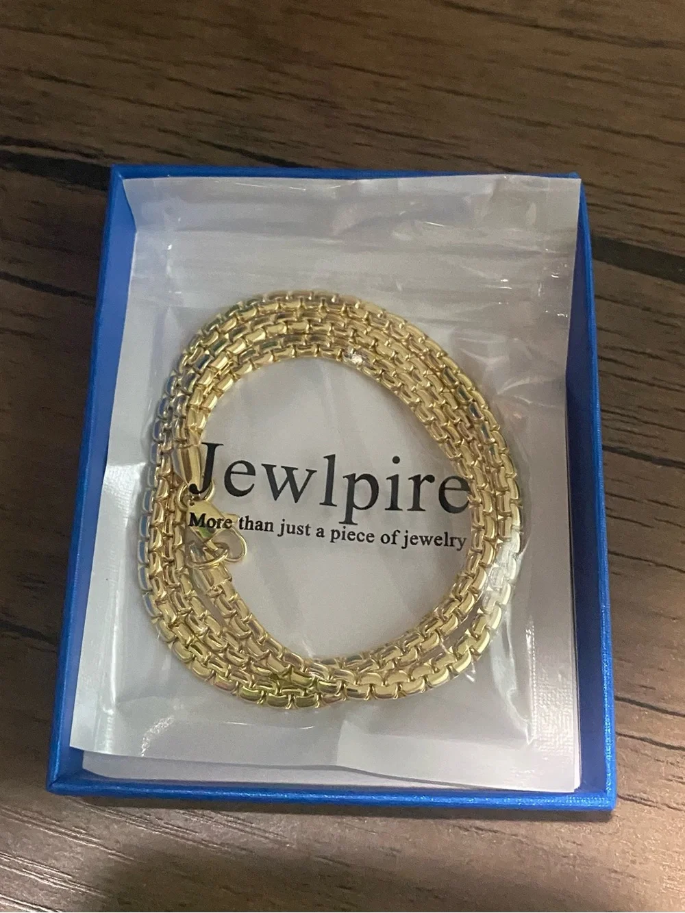 Jewlpire Gold Tone‎ Stainless Steel Box Chain Necklace 16” 4mm New in Gift Box